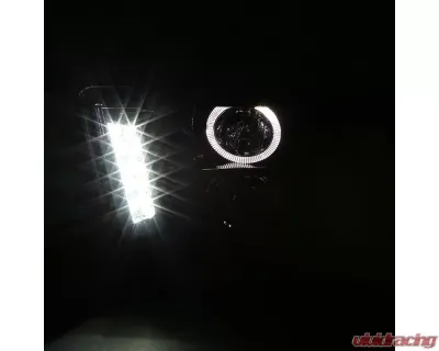 Spec-D Halo Projector Headlights w/ LED Light Strip (Glossy Black Housing/Smoked Lens) Ford Mustang 2005-2009 - LHP-MST05G-TM