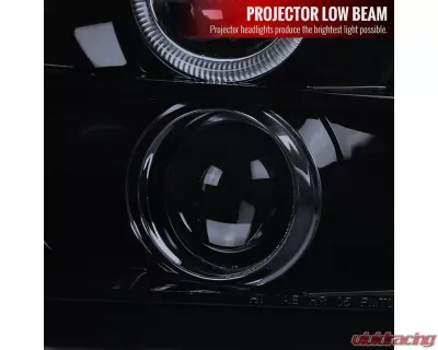 Spec-D Halo Projector Headlights w/ LED Light Strip (Glossy Black Housing/Smoked Lens) Ford Mustang 2005-2009 - LHP-MST05G-TM