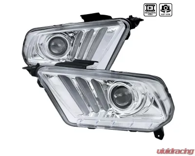 Spec-D Sequential LED Bar Projector Headlights (Chrome Housing/Clear Lens) Ford Mustang 2010-2014 - LHP-MST10-V2-TM