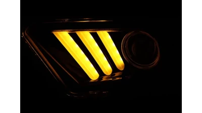 Spec-D Sequential LED Bar Projector Headlights (Chrome Housing/Clear Lens) Ford Mustang 2010-2014                                     - LHP-MST10-V2-TM - Image 3