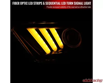 Spec-D Sequential LED Bar Projector Headlights (Chrome Housing/Clear Lens) Ford Mustang 2010-2014 - LHP-MST10-V2-TM