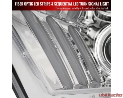 Spec-D Sequential LED Bar Projector Headlights (Chrome Housing/Clear Lens) Ford Mustang 2010-2014 - LHP-MST10-V2-TM