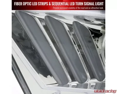 Spec-D Sequential LED Bar Projector Headlights (Chrome Housing/Clear Lens) Ford Mustang 2010-2014 - LHP-MST10-V2-TM