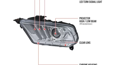 Spec-D Sequential LED Bar Projector Headlights (Chrome Housing/Clear Lens) Ford Mustang 2010-2014                                     - LHP-MST10-V2-TM - Image 10