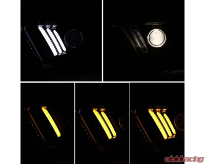 Spec-D LED Bar Projector Headlights w/ Sequential Turn Signals (Jet Black Housing/Clear Lens) Ford Mustang 2010-2014 - LHP-MST10BK-V2-TM