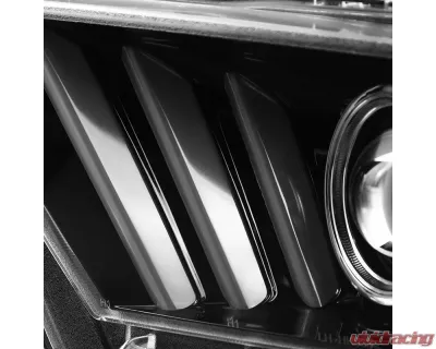 Spec-D LED Bar Projector Headlights w/ Sequential Turn Signals (Jet Black Housing/Clear Lens) Ford Mustang 2010-2014 - LHP-MST10BK-V2-TM