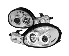Spec-D Dual Halo Projector Headlights w/ LED Accent Lights (Chrome Housing/Clear Lens) Dodge | Plymouth 2000-2002