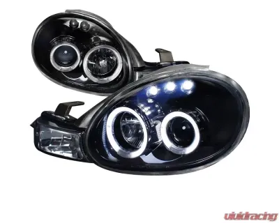 Spec-D Dual Halo Projector Headlights w/ LED Accent Lights (Glossy Black Housing/Smoke Lens) Dodge | Plymouth 2000-2002 - LHP-NEO00G-TM