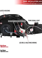 Spec-D Dual Halo Projector Headlights w/ LED Accent Lights (Glossy Black Housing/Smoke Lens) Dodge | Plymouth 2000-2002                                     - LHP-NEO00G-TM - Image 8
