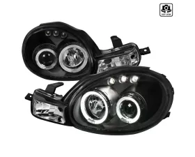 Spec-D Dual Halo Projector Headlights w/ LED Accent Lights (Matte Black Housing/Clear Lens) Dodge | Plymouth 2000-2002