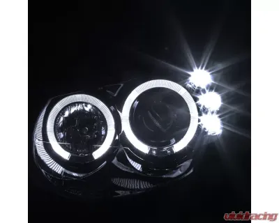 Spec-D Dual Halo Projector Headlights (Glossy Black Housing/Smoked Lens) Dodge Neon 2003-2005 - LHP-NEO03G-TM