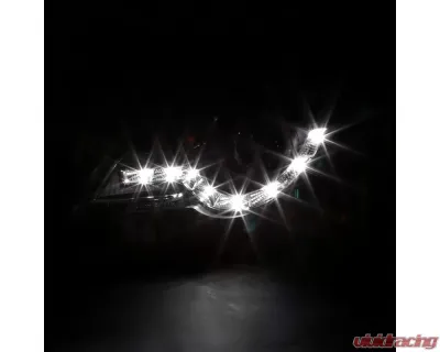 Spec-D Halo Projector Headlights w/ R8 Style LED Light Strip (Matte Black Housing/Clear Lens) Volkswagen Passat 2006-2010 - LHP-PAS05JM-8-TM