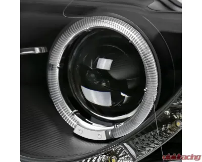 Spec-D Halo Projector Headlights w/ R8 Style LED Light Strip (Matte Black Housing/Clear Lens) Volkswagen Passat 2006-2010 - LHP-PAS05JM-8-TM