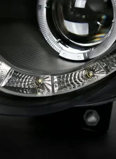 Spec-D Halo Projector Headlights w/ R8 Style LED Light Strip (Matte Black Housing/Clear Lens) Volkswagen Passat 2006-2010                                     - LHP-PAS05JM-8-TM - Image 4