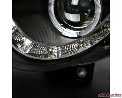 Spec-D Halo Projector Headlights w/ R8 Style LED Light Strip (Matte Black Housing/Clear Lens) Volkswagen Passat 2006-2010 - LHP-PAS05JM-8-TM