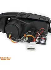 Spec-D Halo Projector Headlights w/ R8 Style LED Light Strip (Matte Black Housing/Clear Lens) Volkswagen Passat 2006-2010                                     - LHP-PAS05JM-8-TM - Image 9