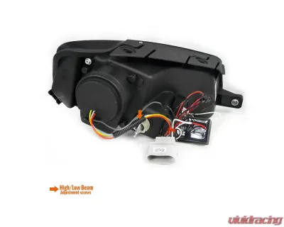 Spec-D Halo Projector Headlights w/ R8 Style LED Light Strip (Matte Black Housing/Clear Lens) Volkswagen Passat 2006-2010 - LHP-PAS05JM-8-TM