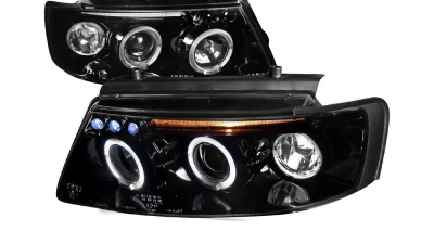 Spec-D Dual Halo Projector Headlights (Glossy Black Housing/Smoked Lens) Volkswagen Passat 1997-2000                                     - LHP-PAS97G-TM - Image 10