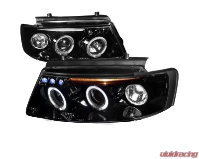 Spec-D Dual Halo Projector Headlights (Glossy Black Housing/Smoked Lens) Volkswagen Passat 1997-2000 - LHP-PAS97G-TM