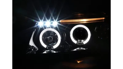 Spec-D Dual Halo Projector Headlights (Glossy Black Housing/Smoked Lens) Volkswagen Passat 1997-2000                                     - LHP-PAS97G-TM - Image 2