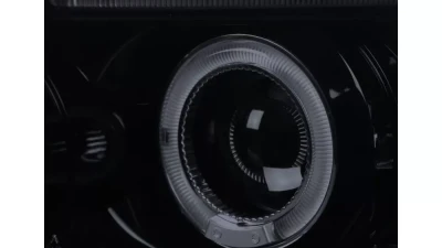 Spec-D Dual Halo Projector Headlights (Glossy Black Housing/Smoked Lens) Volkswagen Passat 1997-2000                                     - LHP-PAS97G-TM - Image 4