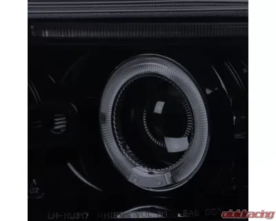 Spec-D Dual Halo Projector Headlights (Glossy Black Housing/Smoked Lens) Volkswagen Passat 1997-2000 - LHP-PAS97G-TM