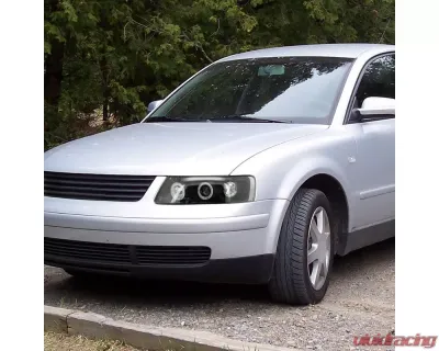 Spec-D Dual Halo Projector Headlights (Matte Black Housing/Clear Lens) Volkswagen Passat 1997-2000 - LHP-PAS97JM-TM
