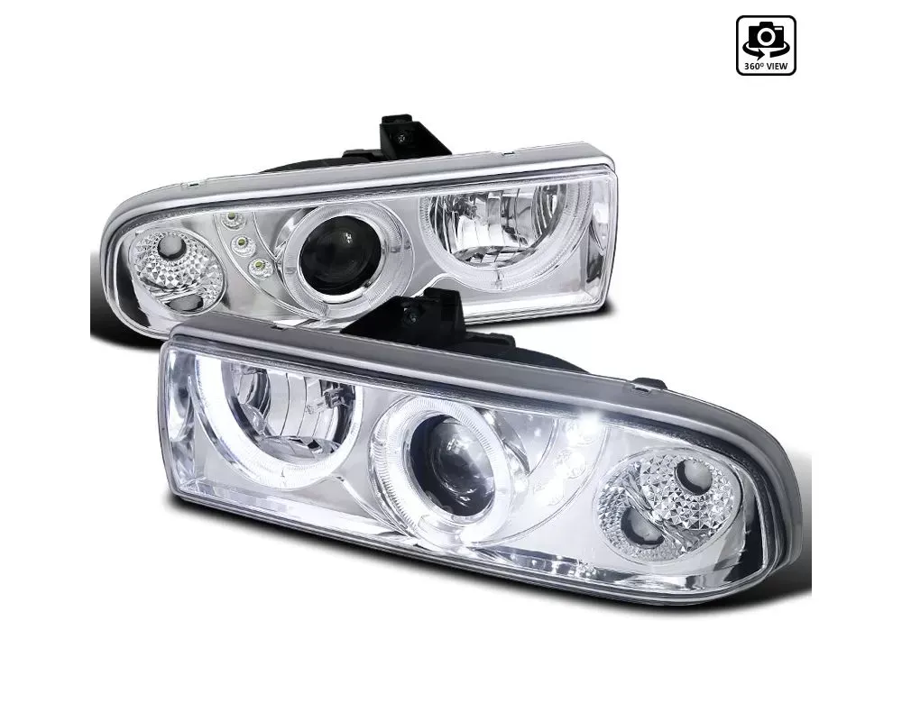 Spec-D Dual Halo Projector Headlights w/ LED Accent Lights (Chrome Housing/Clear Lens) Chevrolet Blazer | S10 1998-2004 - LHP-S1098-RS