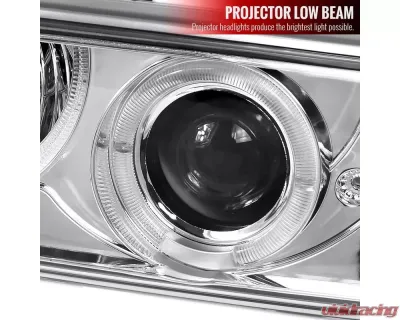 Spec-D Dual Halo Projector Headlights (Chrome Housing/Clear Lens) Chevrolet S10 1998-2004 - LHP-S1098-RS