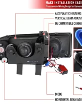 Spec-D Dual Halo Projector Headlights (Chrome Housing/Clear Lens) Chevrolet S10 1998-2004                                     - LHP-S1098-RS - Image 8