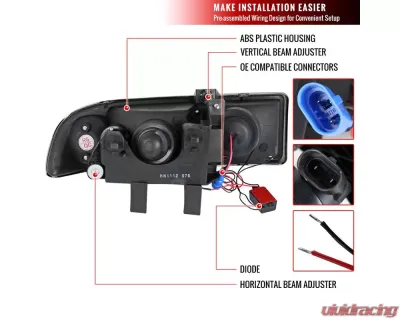 Spec-D Dual Halo Projector Headlights (Chrome Housing/Clear Lens) Chevrolet S10 1998-2004 - LHP-S1098-RS