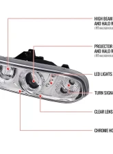 Spec-D Dual Halo Projector Headlights (Chrome Housing/Clear Lens) Chevrolet S10 1998-2004                                     - LHP-S1098-RS - Image 9
