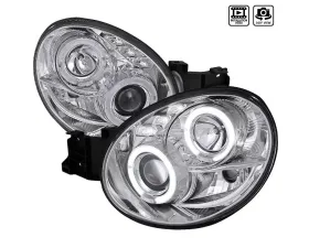 Spec-D Dual Halo Bug Eye Projector Headlights w/ LED Accent Lights (Chrome Housing/Clear Lens) Subaru Impreza 2002-2003