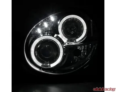 Spec-D Dual Halo Bug Eye Projector Headlights w/ LED Accent Lights (Chrome Housing/Clear Lens) Subaru Impreza 2002-2003 - LHP-WRX02-TM
