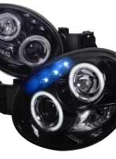 Spec-D Dual Halo Bug Eye Projector Headlights w/ LED Accent Lights (Glossy Black Housing/Smoke Lens) Subaru Impreza 2002-2003                                     - LHP-WRX02G-TM - Image 9