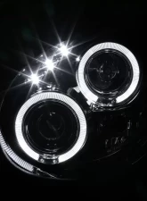 Spec-D Dual Halo Bug Eye Projector Headlights w/ LED Accent Lights (Glossy Black Housing/Smoke Lens) Subaru Impreza 2002-2003                                     - LHP-WRX02G-TM - Image 2