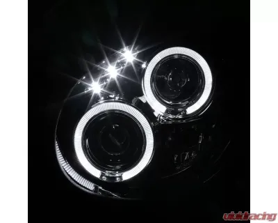 Spec-D Dual Halo Bug Eye Projector Headlights w/ LED Accent Lights (Glossy Black Housing/Smoke Lens) Subaru Impreza 2002-2003 - LHP-WRX02G-TM