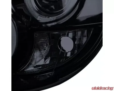 Spec-D Dual Halo Bug Eye Projector Headlights w/ LED Accent Lights (Glossy Black Housing/Smoke Lens) Subaru Impreza 2002-2003 - LHP-WRX02G-TM