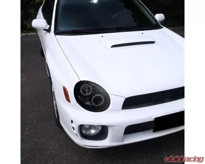 Spec-D Dual Halo Bug Eye Projector Headlights w/ LED Accent Lights (Glossy Black Housing/Smoke Lens) Subaru Impreza 2002-2003 - LHP-WRX02G-TM