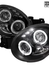 Spec-D Dual Halo Bug Eye Projector Headlights w/ LED Accent Lights (Matte Black Housing/Clear Lens) Subaru Impreza 2002-2003                                     - LHP-WRX02JM-TM - Image 10