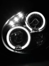 Spec-D Dual Halo Bug Eye Projector Headlights w/ LED Accent Lights (Matte Black Housing/Clear Lens) Subaru Impreza 2002-2003                                     - LHP-WRX02JM-TM - Image 2