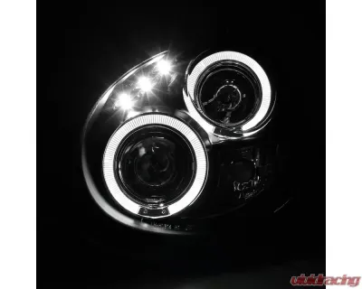 Spec-D Dual Halo Bug Eye Projector Headlights w/ LED Accent Lights (Matte Black Housing/Clear Lens) Subaru Impreza 2002-2003 - LHP-WRX02JM-TM