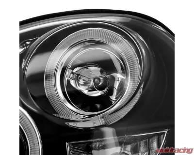 Spec-D Dual Halo Bug Eye Projector Headlights w/ LED Accent Lights (Matte Black Housing/Clear Lens) Subaru Impreza 2002-2003 - LHP-WRX02JM-TM