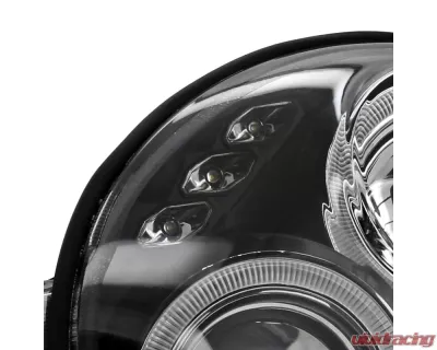 Spec-D Dual Halo Bug Eye Projector Headlights w/ LED Accent Lights (Matte Black Housing/Clear Lens) Subaru Impreza 2002-2003 - LHP-WRX02JM-TM