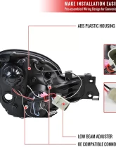 Spec-D Dual Halo Bug Eye Projector Headlights w/ LED Accent Lights (Matte Black Housing/Clear Lens) Subaru Impreza 2002-2003                                     - LHP-WRX02JM-TM - Image 8