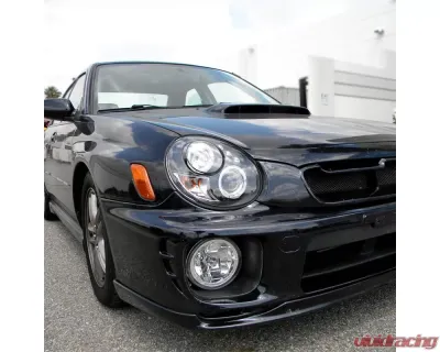 Spec-D Dual Halo Bug Eye Projector Headlights w/ LED Accent Lights (Matte Black Housing/Clear Lens) Subaru Impreza 2002-2003 - LHP-WRX02JM-TM