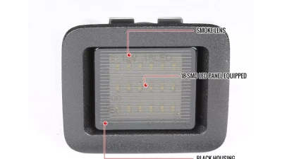 Spec-D Rear LED License Plate Lights (Glossy Black Housing/Smoked Lens) Ford F-150 2015-2019                                     - LIC-F15015GLED-VS - Image 3