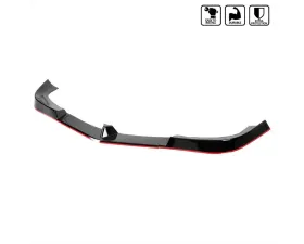 Spec-D Glossy Black | Red Trim Polypropylene Front Bumper Lip Splitter Kit Mercedes Benz W204 2012-2014