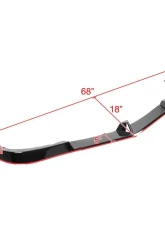 Spec-D Glossy Black | Red Trim Polypropylene Front Bumper Lip Splitter Kit Mercedes Benz W204 2012-2014                                     - LPF-BW20412GB-RD-PQ - Image 2
