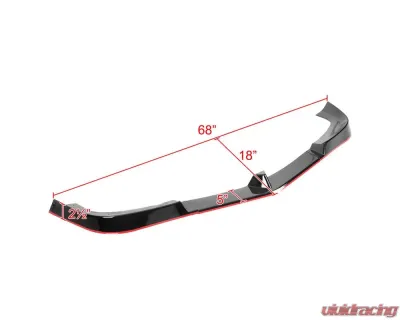 Spec-D Glossy Black | Red Trim Polypropylene Front Bumper Lip Splitter Kit Mercedes Benz W204 2012-2014 - LPF-BW20412GB-RD-PQ